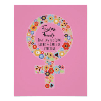 Poster Femme sans peur rose