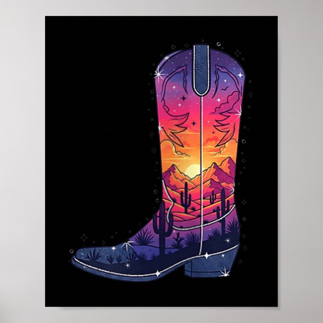 Poster Femme Sky Cowgirl Boot Desert Sunset Dreamers Boh (Devant)