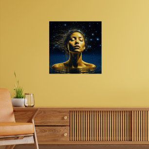 Poster Femme spirituelle dans l'eau sous les étoiles