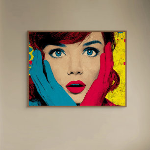Poster Femme surprise en Pop Art
