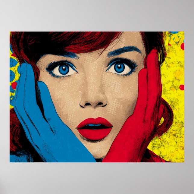 Poster Femme surprise en Pop Art (Devant)