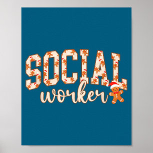 Poster Femme travailleur social bonhomme en pain d'épices