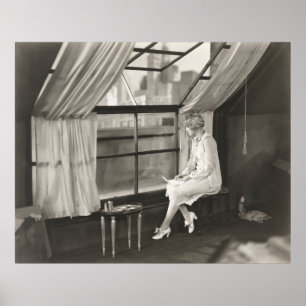 Poster femme triste regardant par la fenêtre1940, femme, 