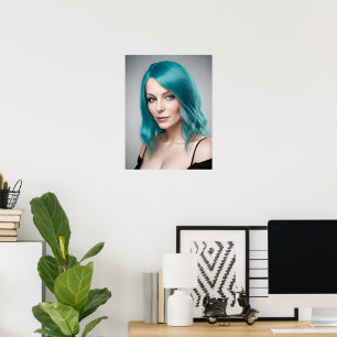 Poster Femme turquoise haïe