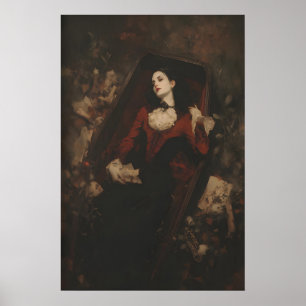 Poster Femme Vampire Victorienne dans l'Art de Coffre Imp