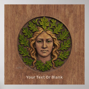 Poster Femme verte - Bois