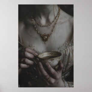 Poster Femme victorienne avec l'art de thé imprimable som