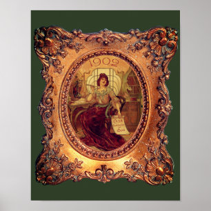 Poster Femme victorienne dans cadre victorien élégant