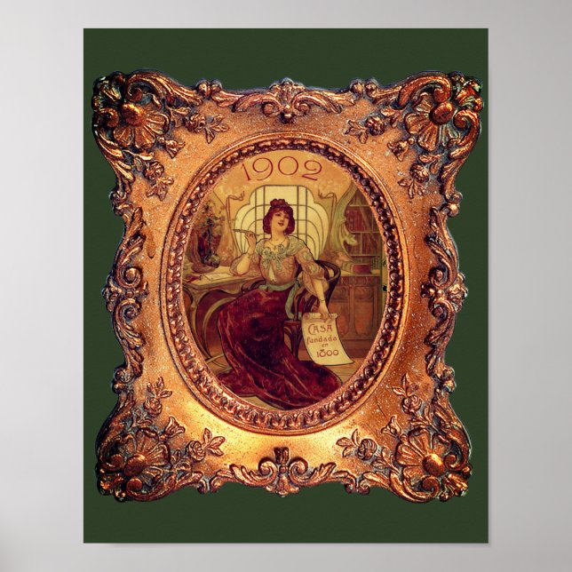 Poster Femme victorienne dans cadre victorien élégant (Devant)