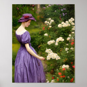 Poster Femme victorienne dans le jardin