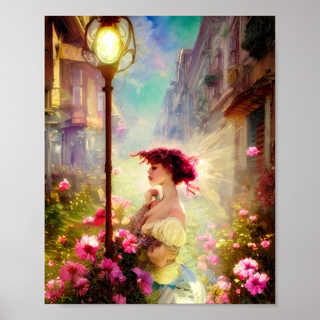 Poster Femme victorienne dans le village (Devant)