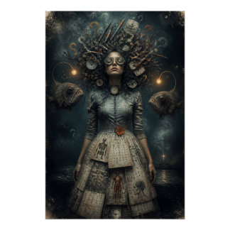 Poster Femme Victorienne Surréaliste Impression d'Art de
