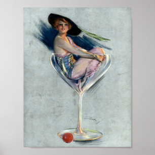 Poster Femme vintage En Verre Martini