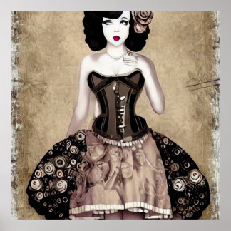 Poster Femme vintage Steampunk