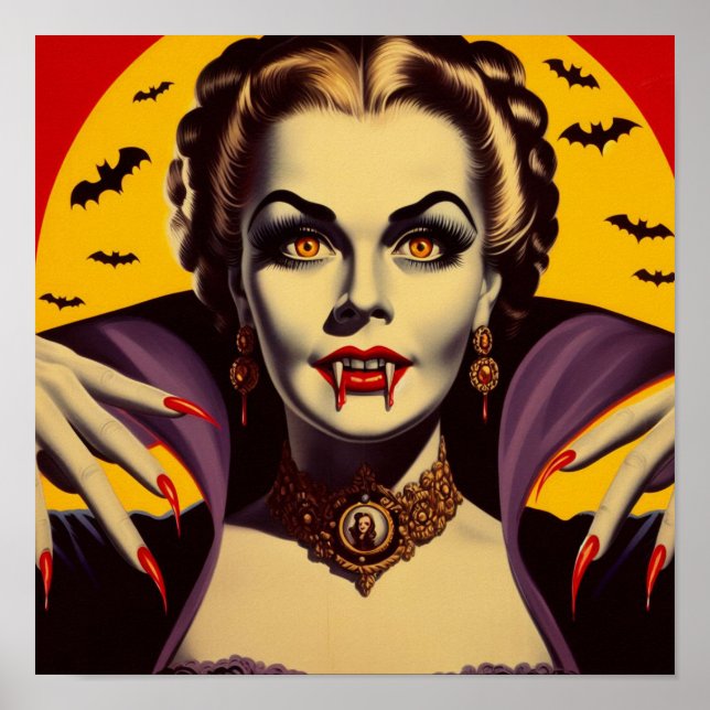 Poster Femme vintage Vampire (Devant)