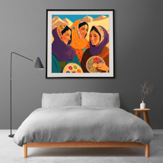 Poster Femmes afghanes jouant au darya