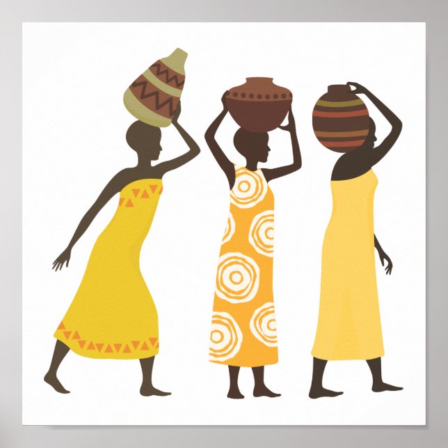 Poster Femmes africaines transportant l'eau (Devant)