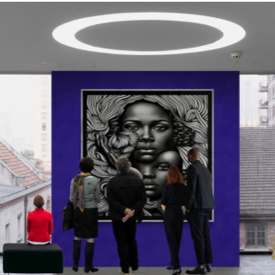 Poster Femmes afro-américaines Abstraites noires et blanc