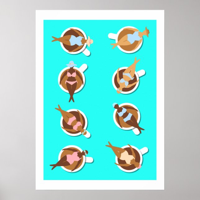 Poster Femmes amoureuses du café dans les tasses à café C (Devant)