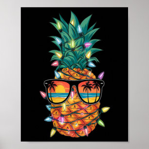 Poster Femmes Ananas Noël Arbre de Noël Lumières Noël Fem