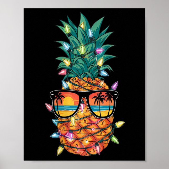 Poster Femmes Ananas Noël Arbre de Noël Lumières Noël Fem (Devant)