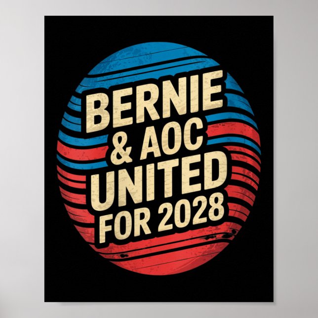 Poster Femmes Bernie Sanders Et Aoc 2028 Pour Président C (Devant)