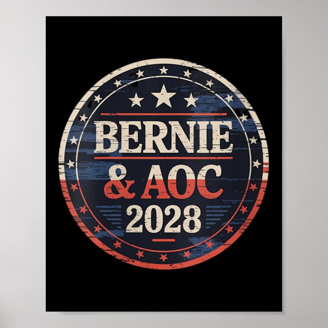 Poster Femmes Bernie Sanders Et Aoc 2028 Pour Président C (Devant)