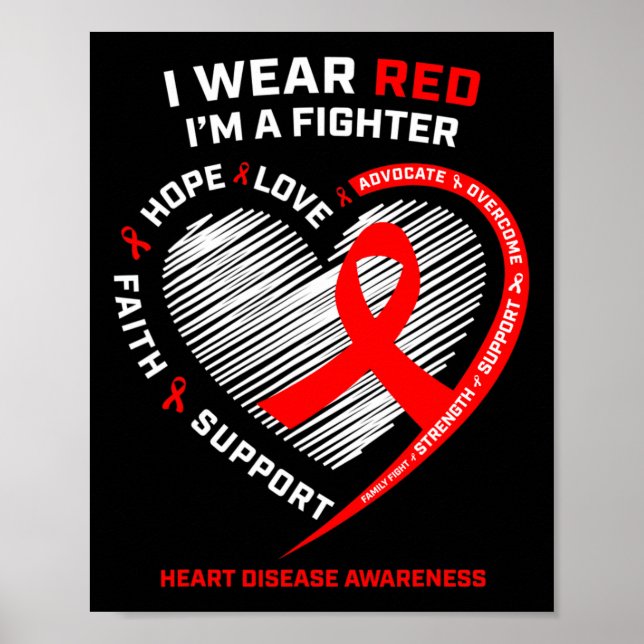 Poster Femmes Cadeaux Guerrier Red Fighter Maladie cardia (Devant)