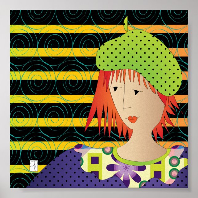 Poster Femmes Casquettes Beret (Devant)