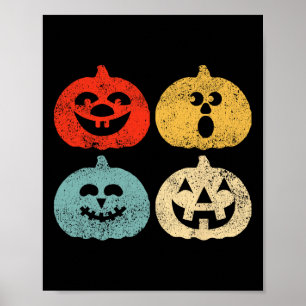Poster Femmes Citrouilles d'Halloween vintage