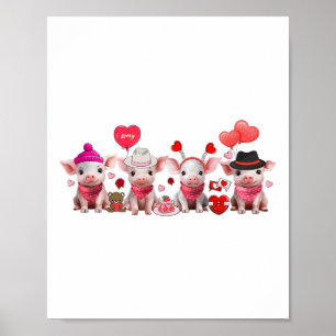 Poster Femmes Cochons de Saint Valentin Fête de la Ferme