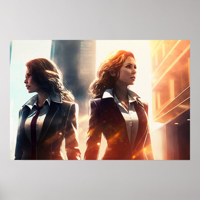 Poster Femmes d'affaires dans une ville du futur (Devant)