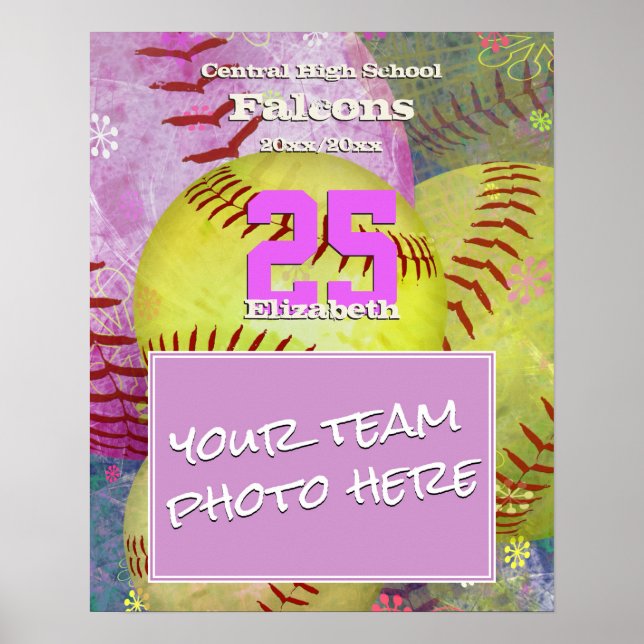 Poster femmes de filles ajouter votre softball sport équi (Devant)