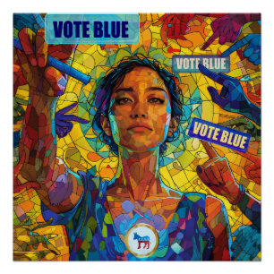 Poster Femmes de la mosaïque bleue