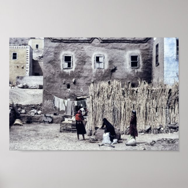 Poster Femmes dehors faire la laverie et les tâches quoti (Devant)