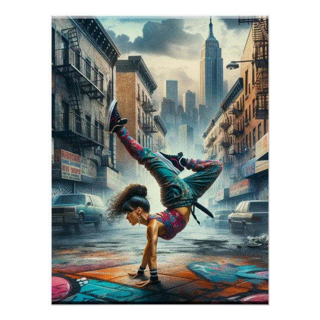 Poster Femmes en action de Breakdancer Silhouette de New  (Devant)