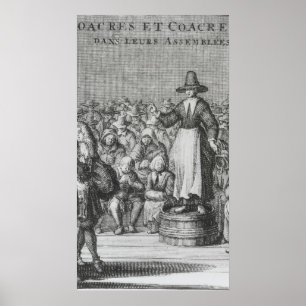 Poster Femmes et hommes quakers à leur assemblée