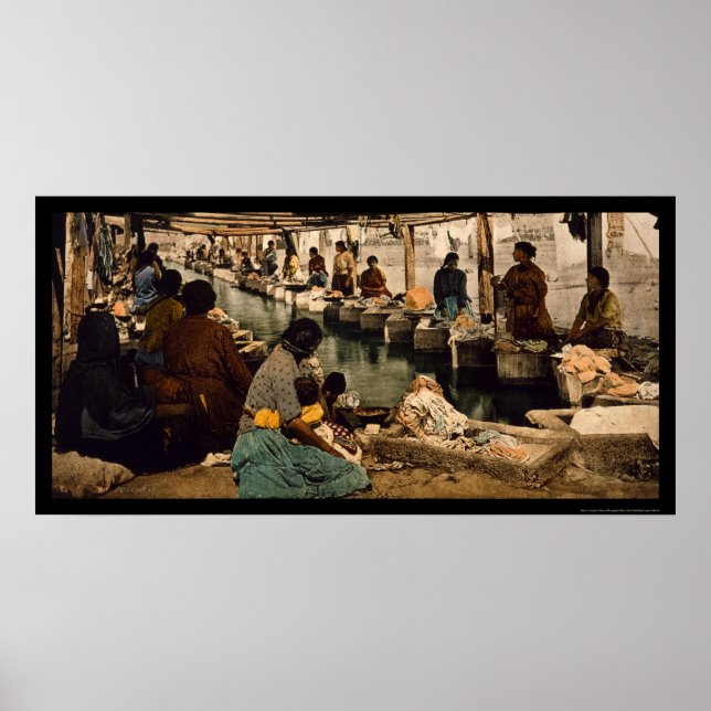 Poster Femmes faisant de la blanchisserie à Mexico, Mexiq (Devant)