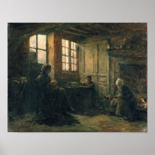 Poster Femmes Fraying Linen, Honfleur, 1877