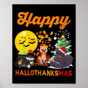 Poster Femmes Hallothanksmas Joyeux Chat Halloween Christ