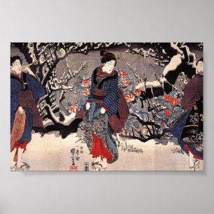 Poster Femmes japonaises peignant C. 1800's
