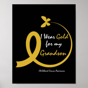 Poster Femmes Je Porte De L'Or Pour Mon Petit-Fils Cancer