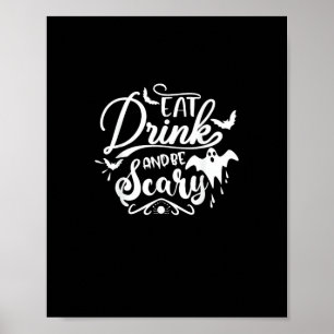 Poster Femmes Manger Boire Et Être Effrayant Halloween Mo