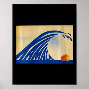 Poster Femmes Mignonne Vague De Vague Bleue Kamala Pour K