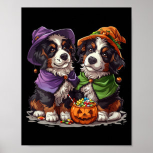 Poster Femmes Mignons Chiens de Montagne Bernois Sorcière
