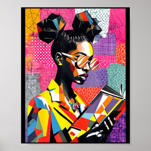 Poster Femmes noires éduquées lisant à la géométrie
