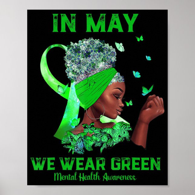 Poster Femmes Noires En Mai Nous Portons La Santé Mentale (Devant)