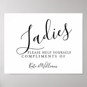 Poster femmes panneau de toilettes - panier d'articles de