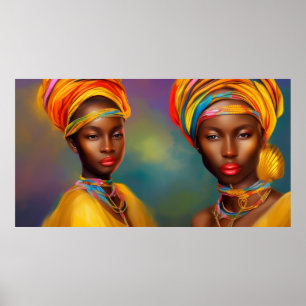 Poster Femmes princesse africaine bijoux en or 2