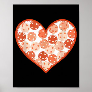Poster Femmes valentine pickleball cœur amour pickle ball